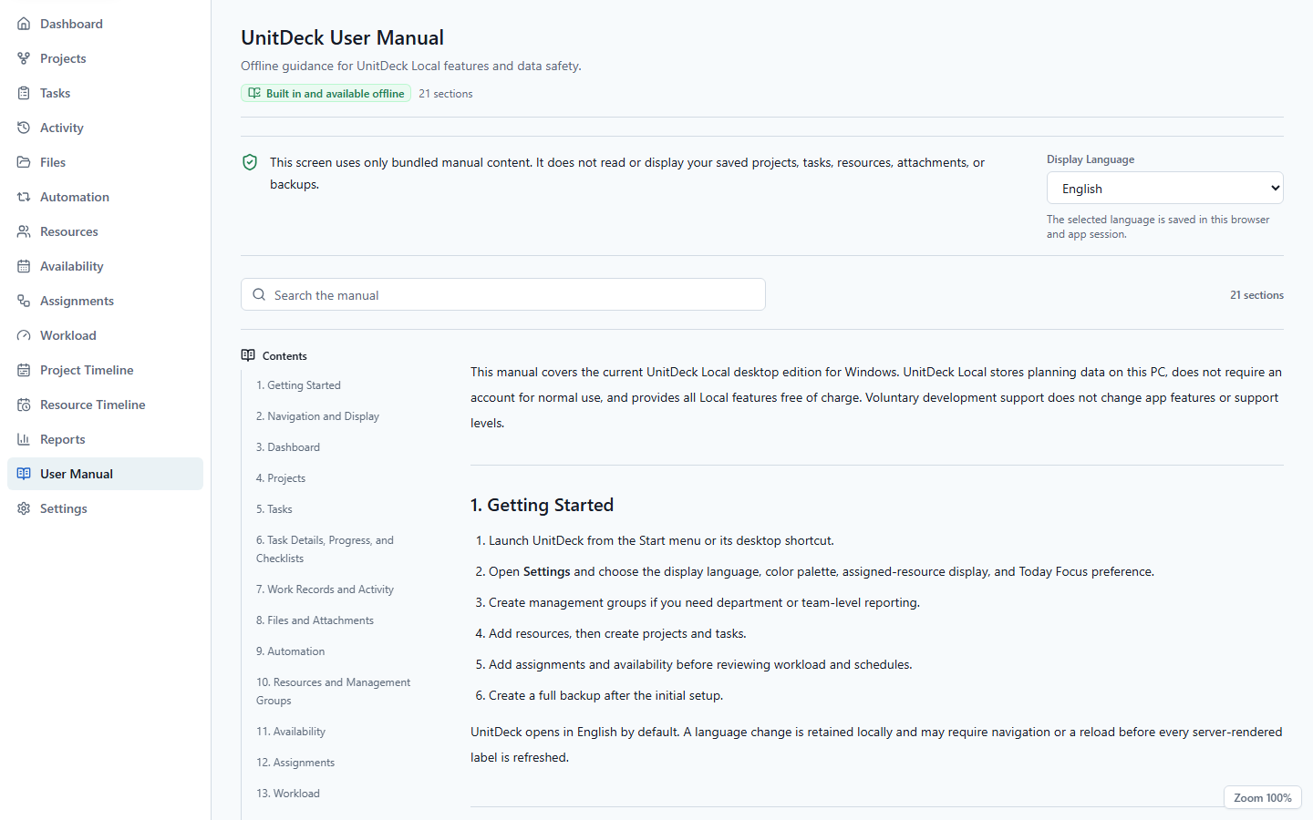 Searchable offline UnitDeck User Manual